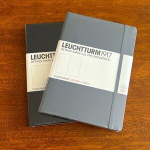 TWO Leuchtturm Dotted Notebooks - BLACK and GRAY